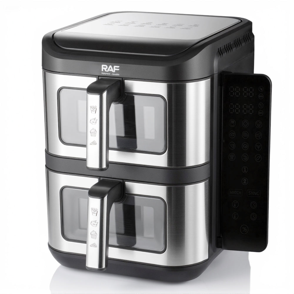 Air Fryer RAF 5280 – Friteuza cu Aer Cald, 2 Cosuri Duble Capacitate 6L+6L, Ecran Digital, Fereastra Vizuala, 2800W