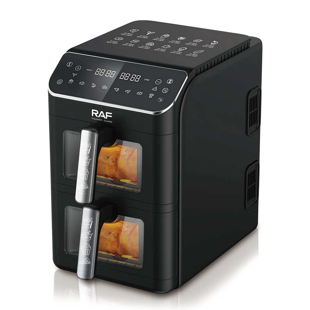 Air Fryer RAF 5284 – Friteuza cu Aer Cald, 2 Cosuri Duble Capacitate 6L+6L, Ecran Digital, Fereastra Vizuala, 2800W