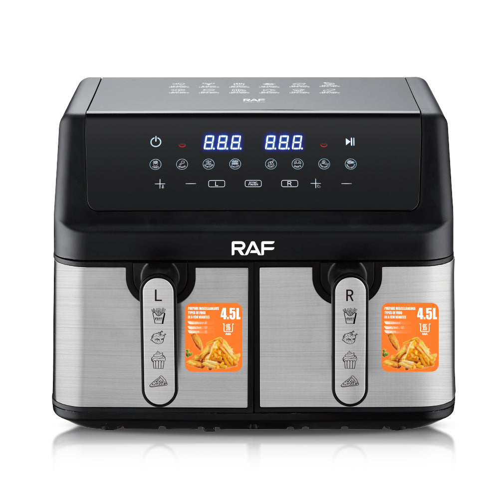 Air Fryer RAF 5382 – Friteuza cu Aer Cald, 2 Cosuri Duble 4.5L+4.5L, Design Clasic, 2000W