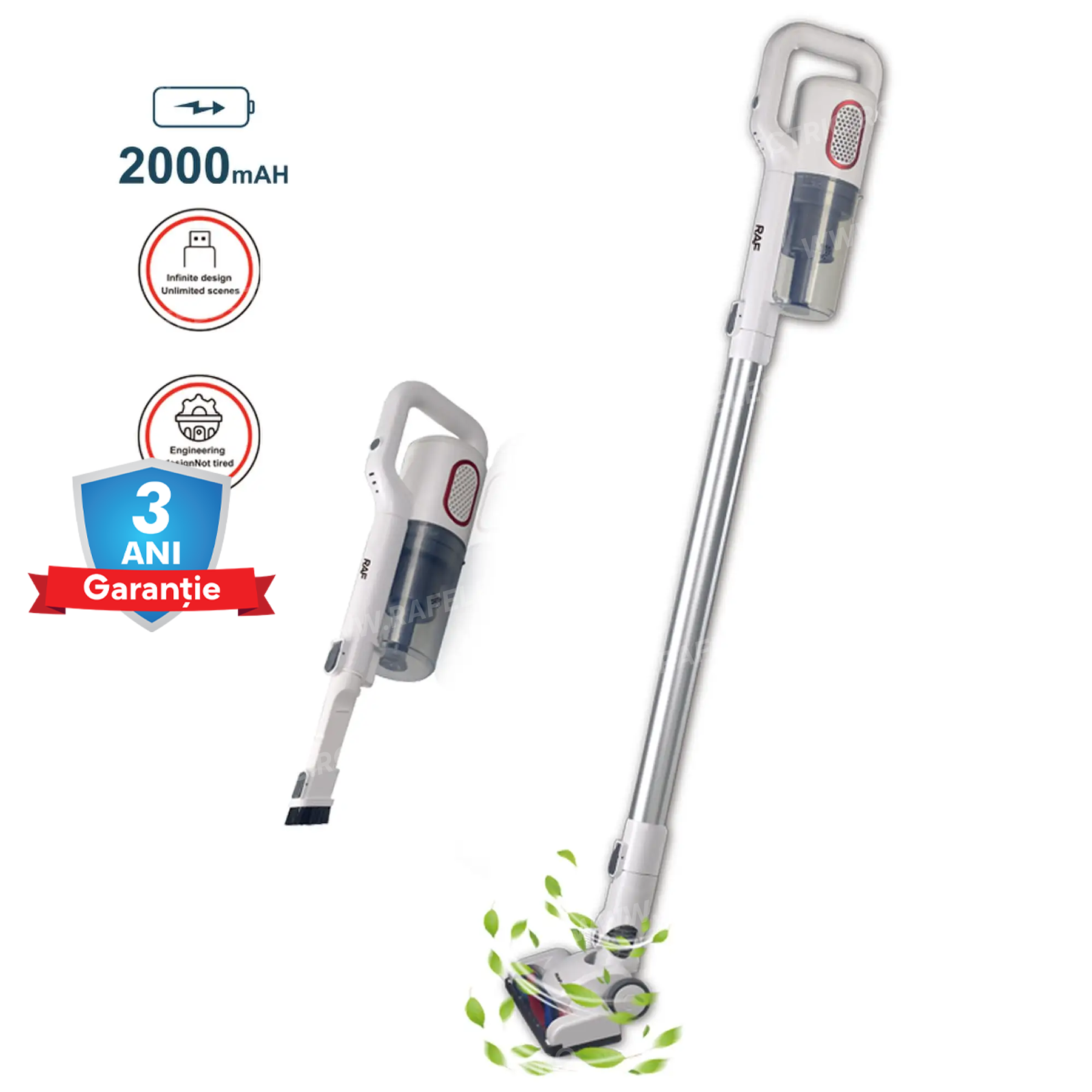 Aspirator Multifunctional RAF 8669 Fara Sac, Aspirator de Mana, Capacitate 500 ML, 120W